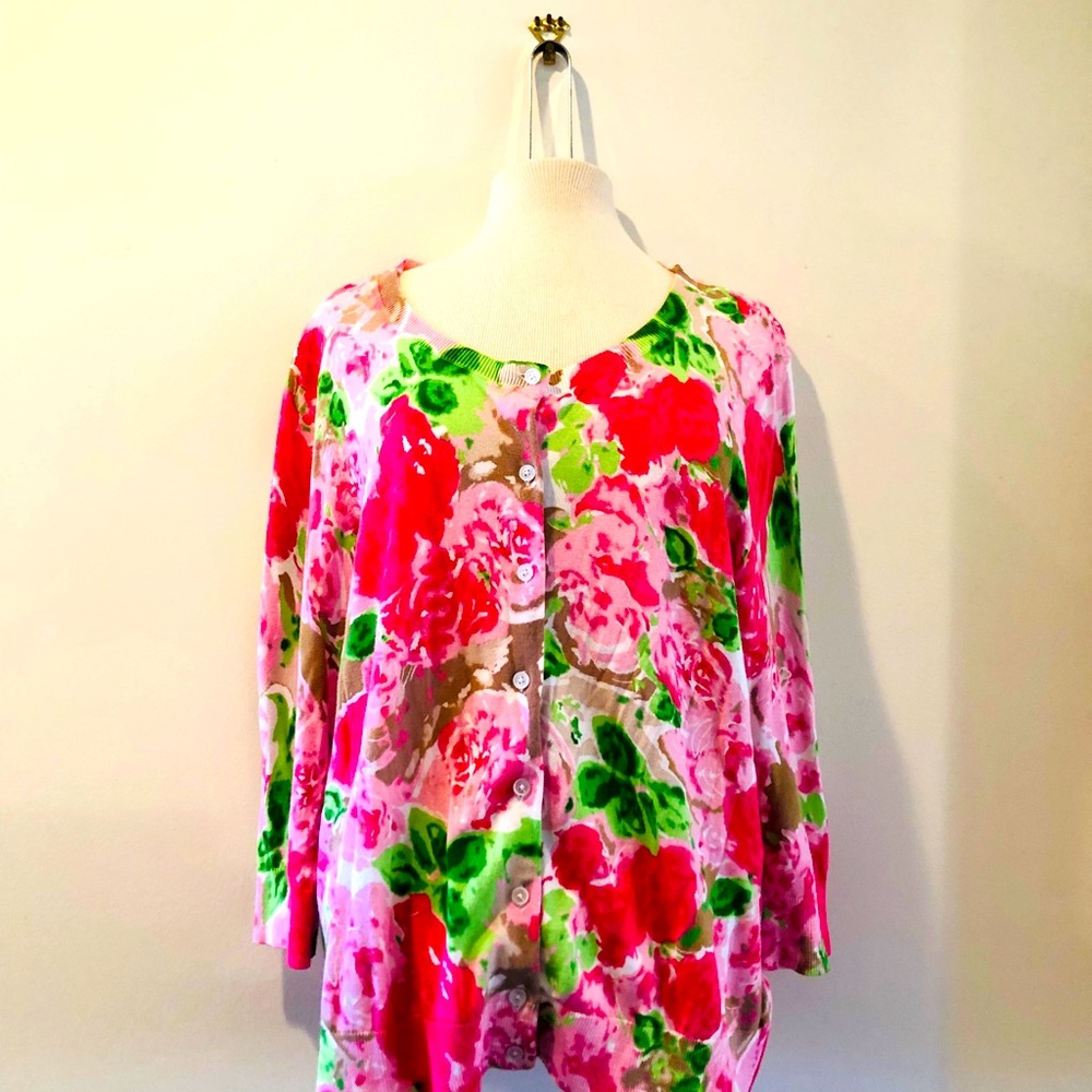 Talbots Bright Floral Cardigan Size XLp